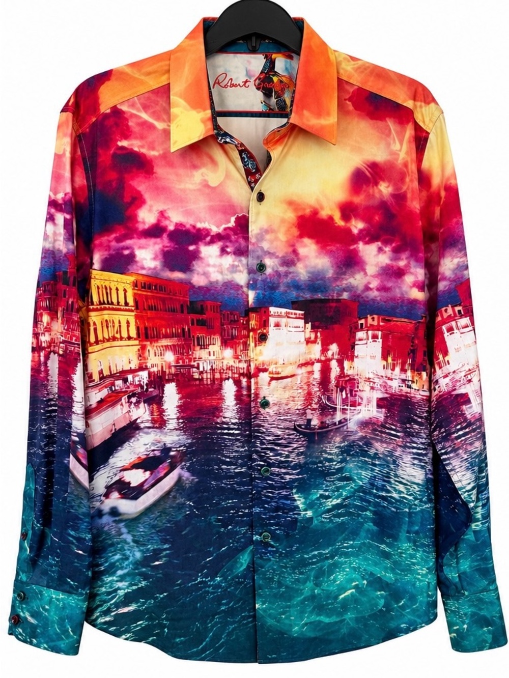 NWT Robert Graham ‘Venetian Lagoon’ Men's L Shirt Graphic Long Sleeve Button Up